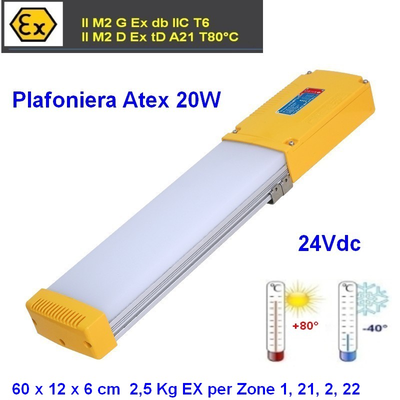 Plafoniera Led Atex 12-24vdc 20w Zona 1 , Zona 2 , Zone 21, 22